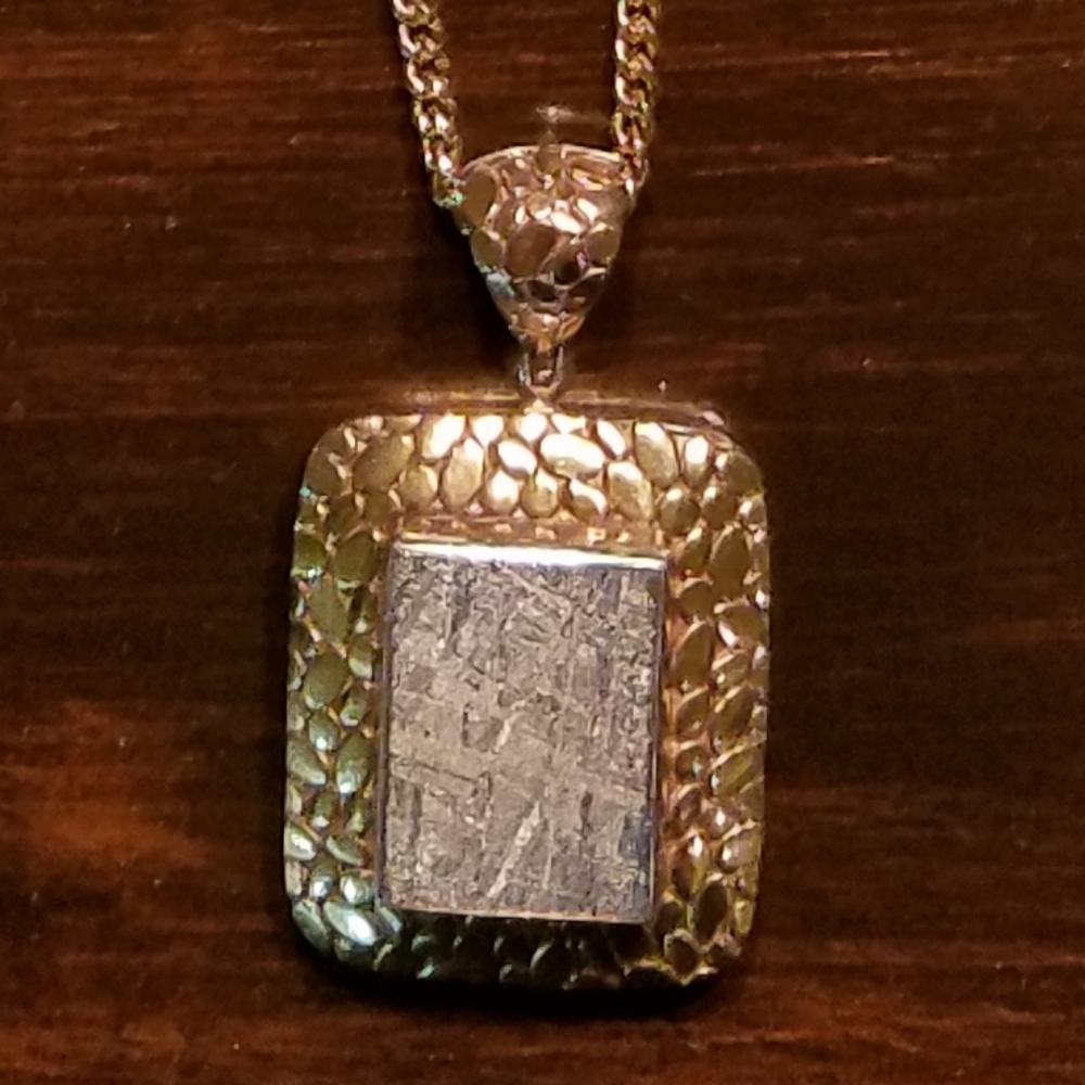 COPY - GIBEON METEORITE Gold Foil Pendant Square